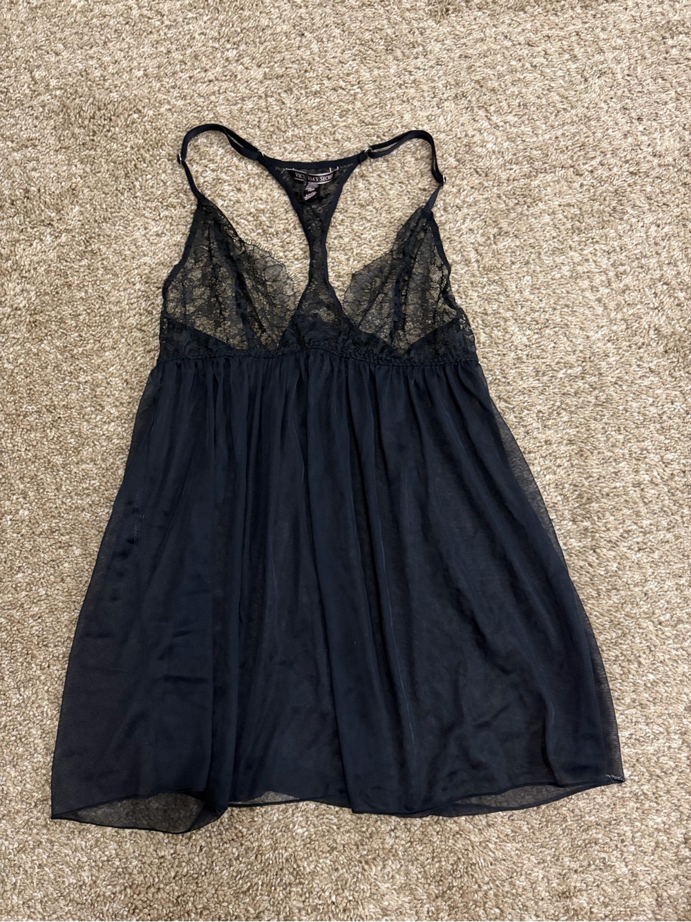 Victoria's Secret Black Lace-Trim Chemise